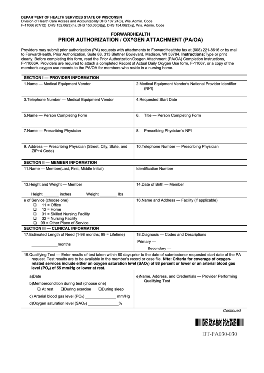 Fillable Prior Authorization Oxygen Attachment Printable Pdf Download