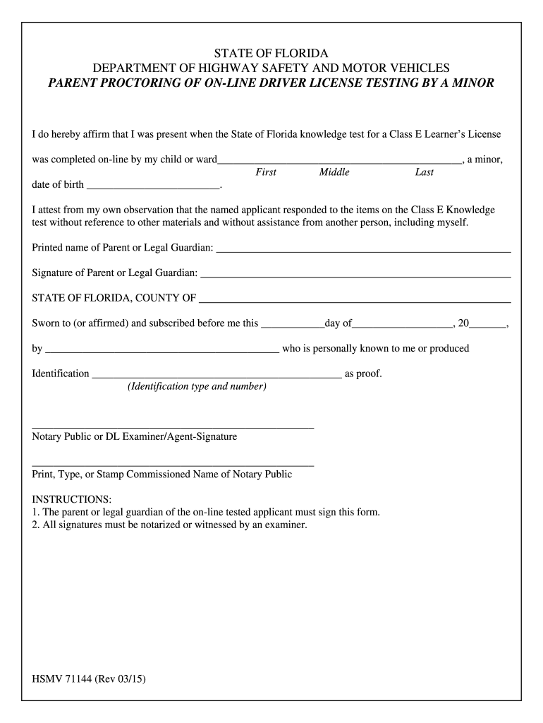 Flhsmv Parent Proctoring Form Fill Online Printable Fillable Blank