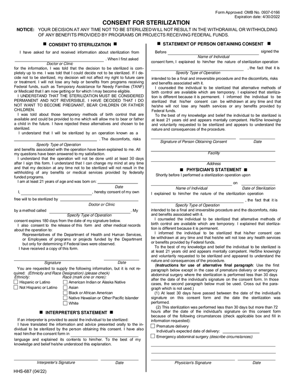 Florida Medicaid Sterilization Consent Form 2020 2023 Printable