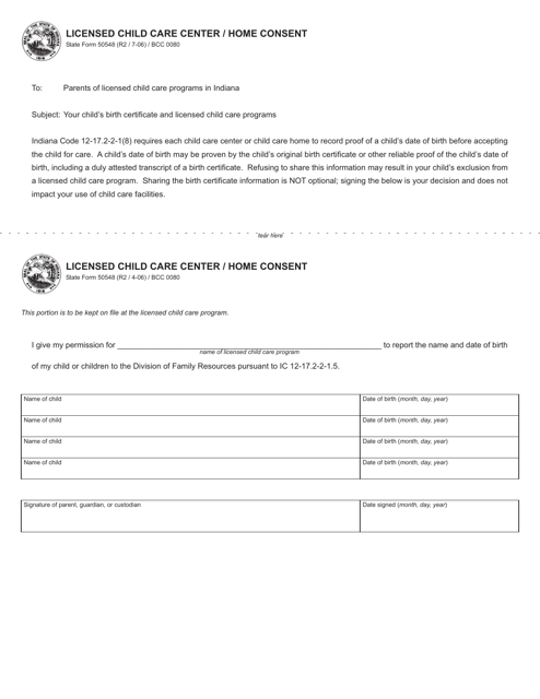 Form 50548 Download Printable PDF Or Fill Online Licensed Child Care 