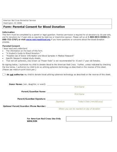 FREE 10 Blood Donor Parent Guardian Consent Form Samples Templates 