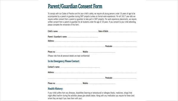 FREE 10 Parent Consent Form Samples In PDF MS Word Excel