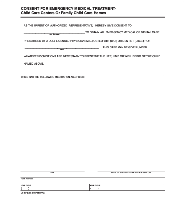 FREE 10 Sample Child Medical Consent Forms In PDF Excel Word