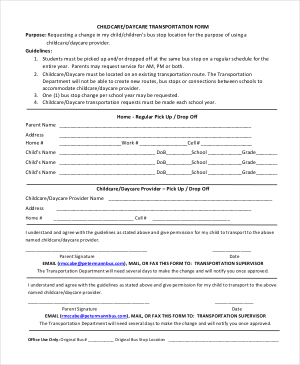 FREE 10 Sample Daycare Forms In PDF MS Word