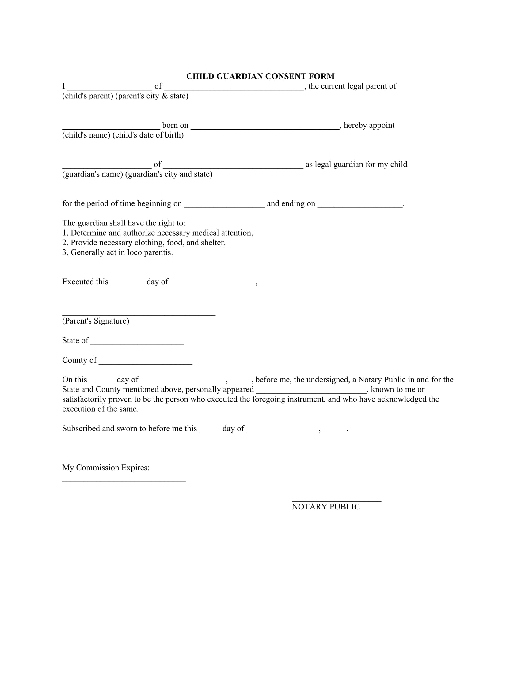 FREE 17 Guardianship Forms That Protect Your Child In PDF Ms Word