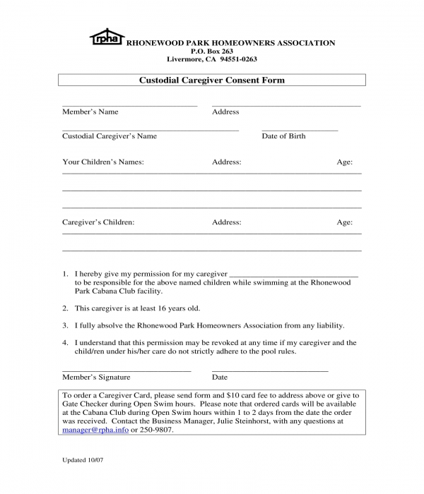 FREE 6 Caregiver Consent Forms In PDF MS Word