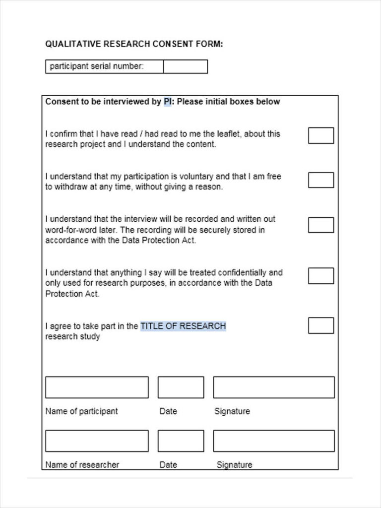 FREE 6 Research Consent Forms In PDF MS Word