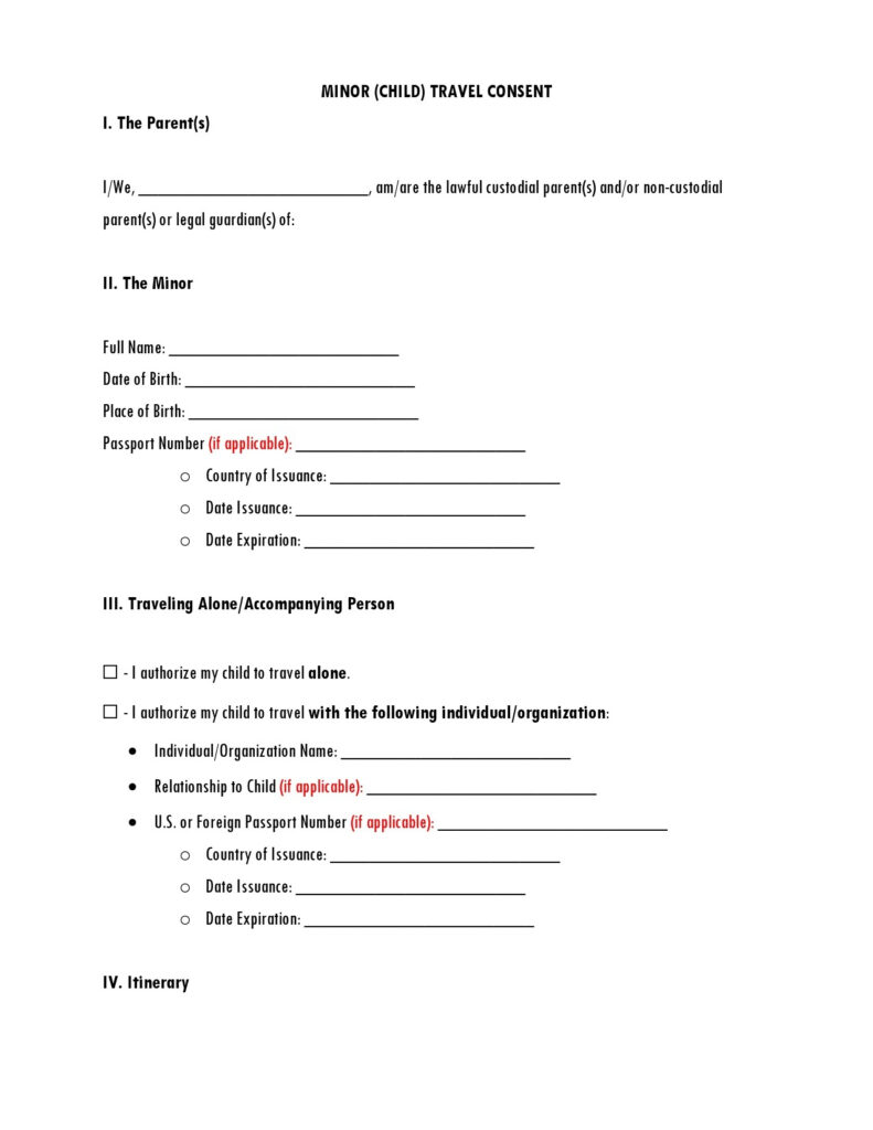 Free Child Travel Consent Form Template Pdf Uk Besttravels