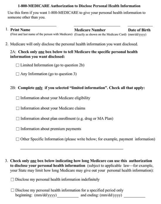 Free Medicare Consent To Release Forms Word PDF