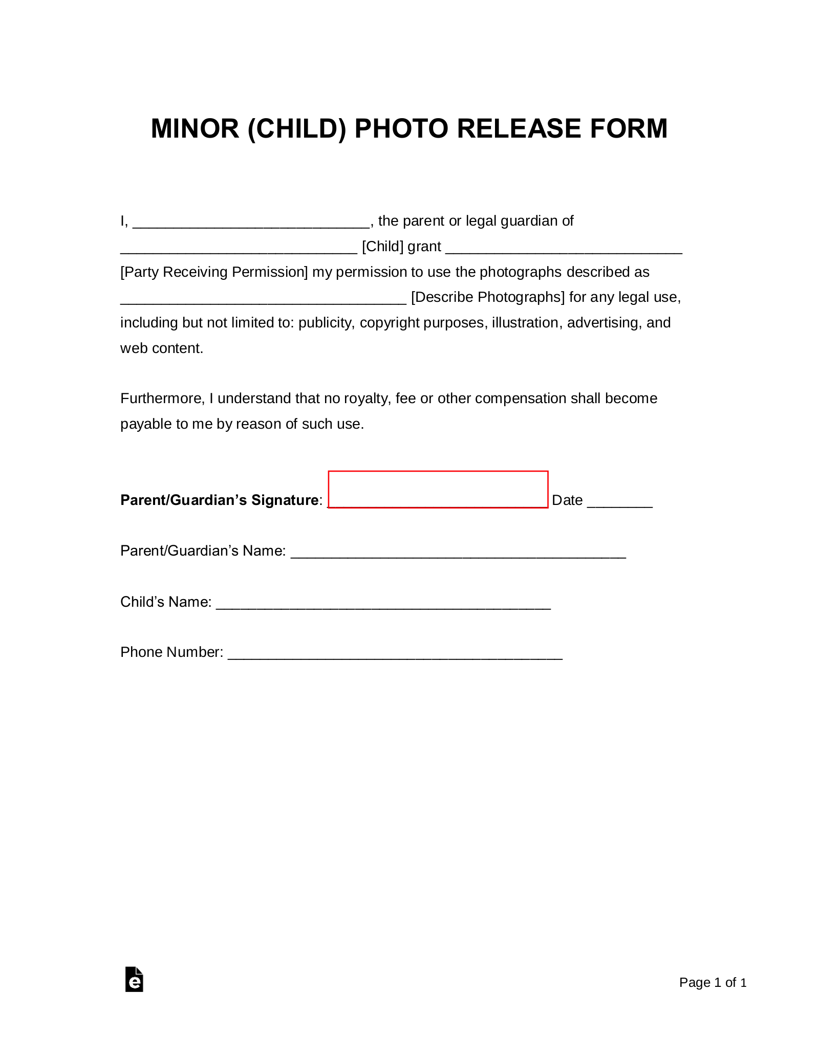 Free Photo Release Forms 7 PDF Word EForms