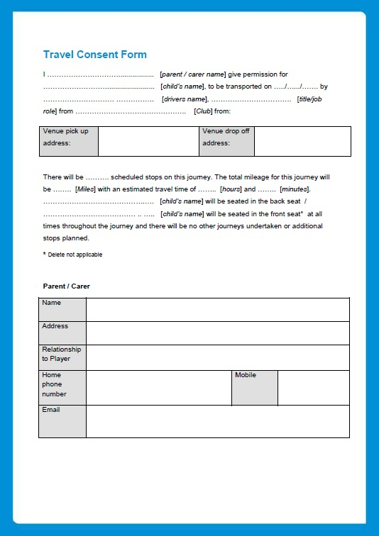 Free Printable Travel Consent Form Printable Forms Free Online