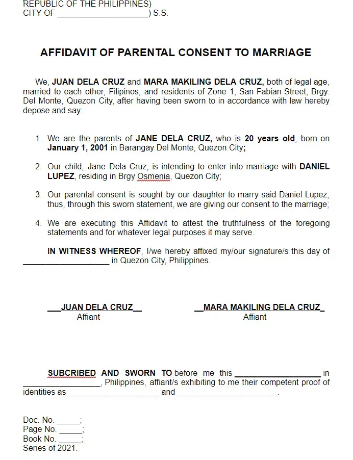How To Get Parental Consent For Marriage In The Philippines With Free 