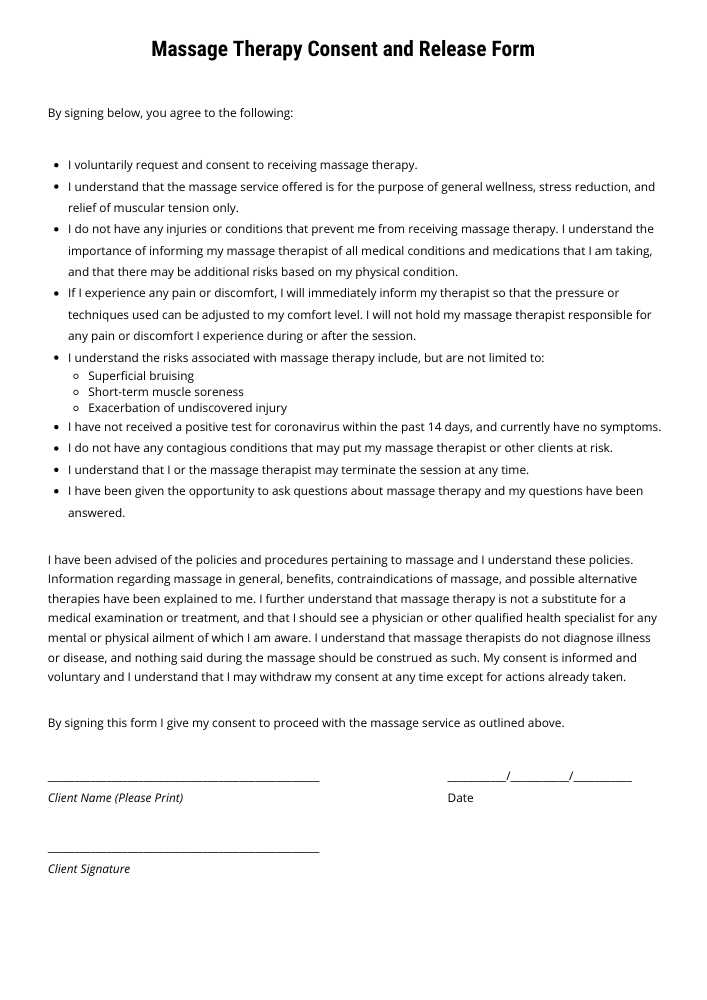 Massage Forms And Templates Free PDF Downloads