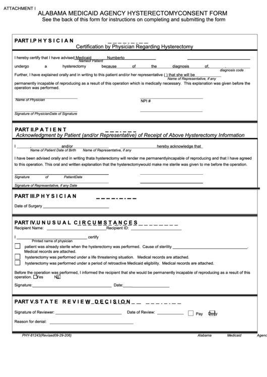 Medicaid Hysterectomy Consent Form Consent Form