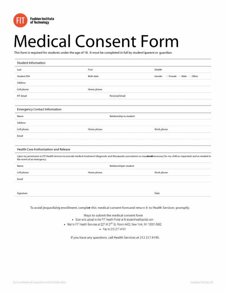 Medical Release Form Template Inspirational 45 Medical Consent Forms