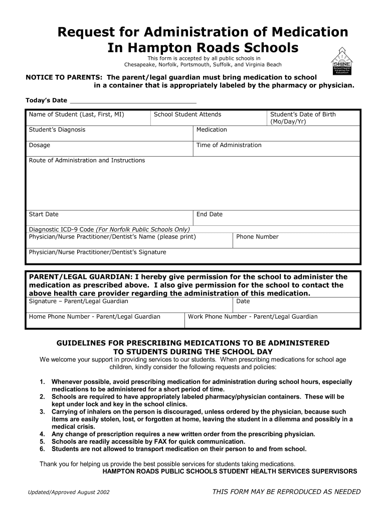 Medication Administration Permission Form Fill Out And Sign Printable 