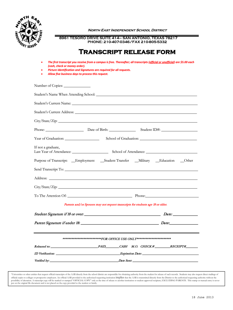 Neisd Transcripts Fill Out And Sign Printable PDF Template SignNow