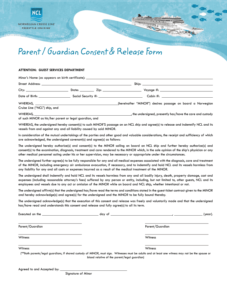 Norwegian Cruise Line Parent Consent Form Fill Out Sign Online DocHub