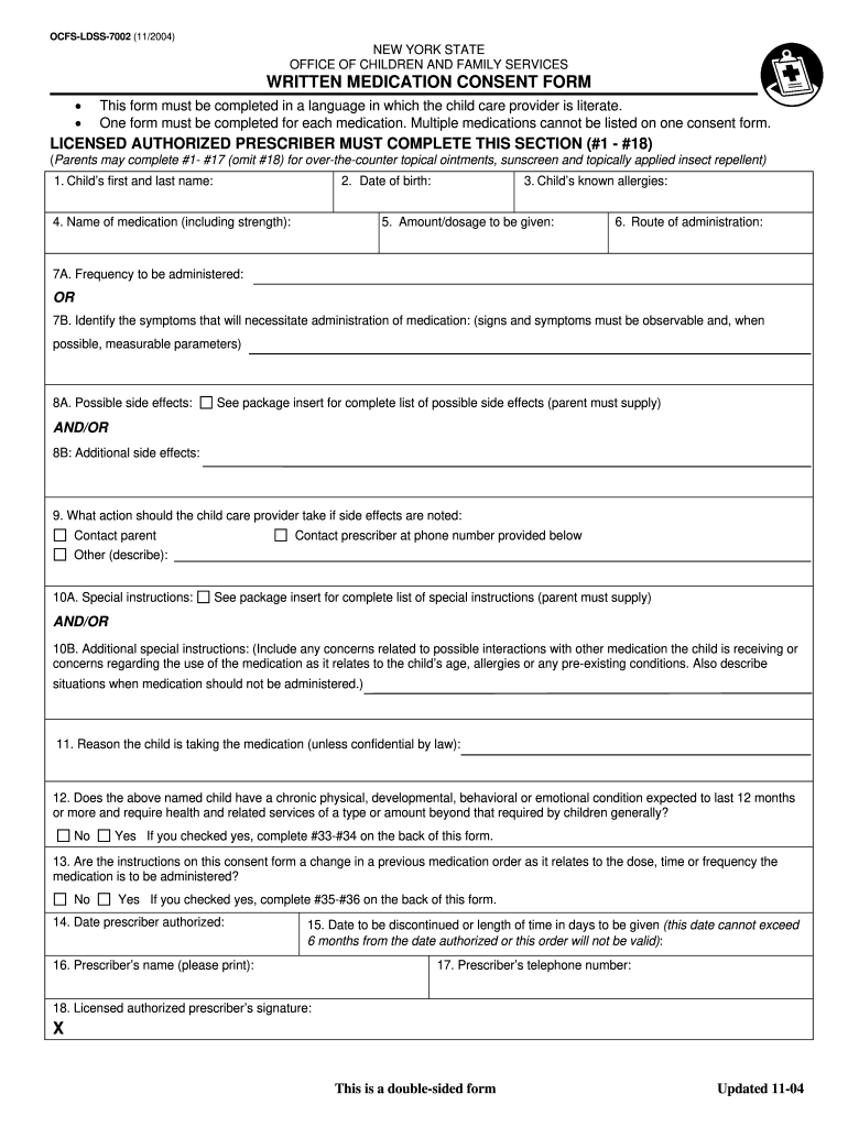 Nys Medication Consent Form Fill Out Sign Online DocHub