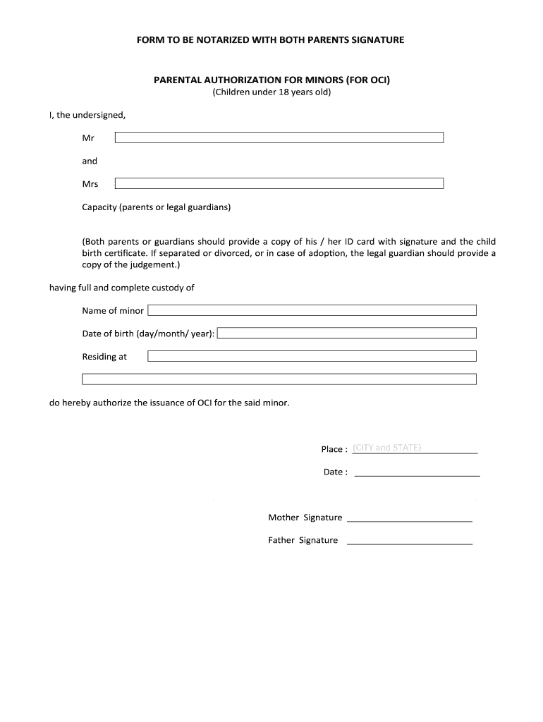 Oci Consent Letter For Minors Fill Out Sign Online DocHub