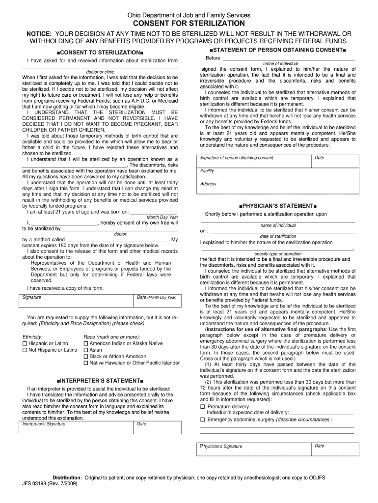 Ohio Medicaid Sterilization Consent Form 2024 Printable Consent Form 2024
