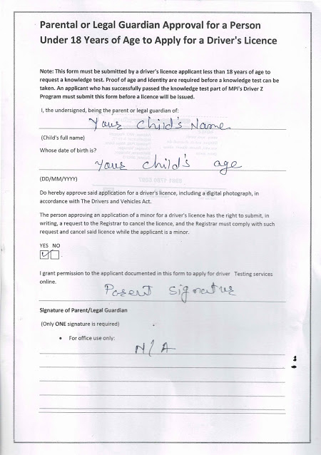 Parent Consent Form A For Learners License Printable Consent Form