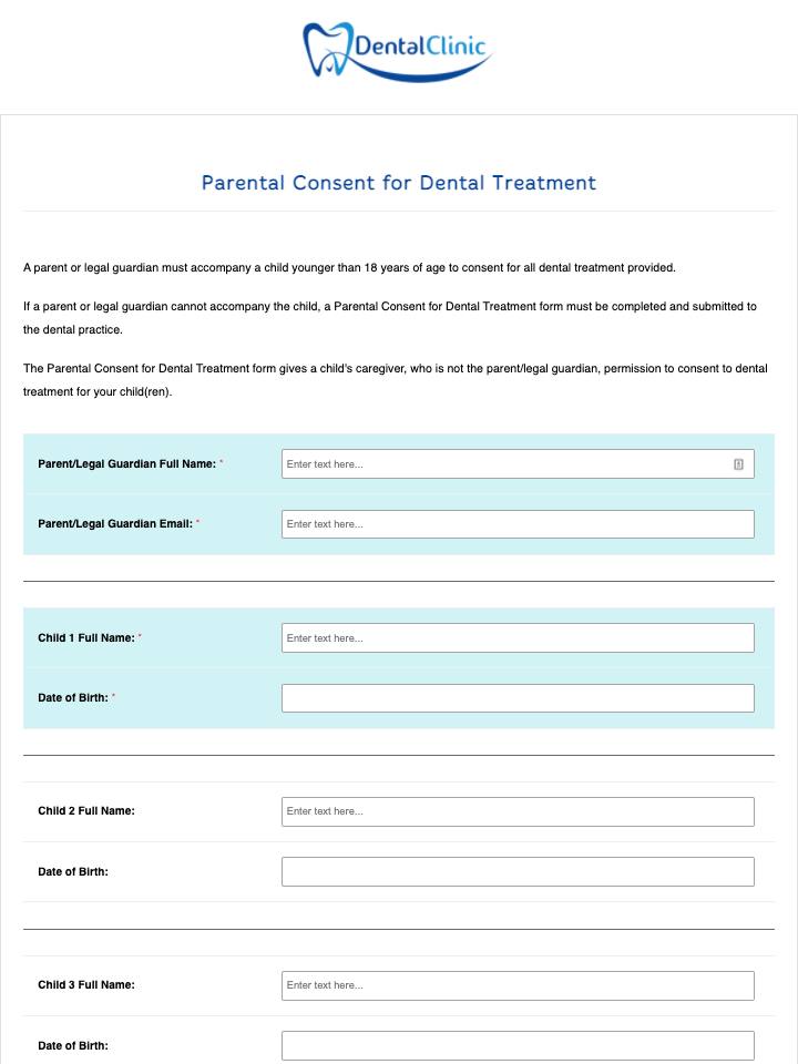 Parental Consent Form For Dental Treatment Electronic Forms By IPEGS