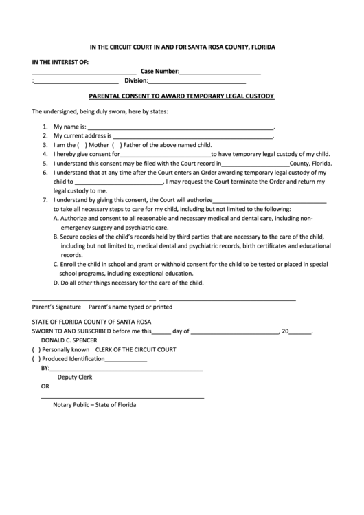 Parental Consent Form Permit Florida 2023 Printable Consent Form 2022