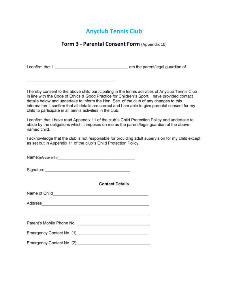 Parental Consent Forms Template Collection