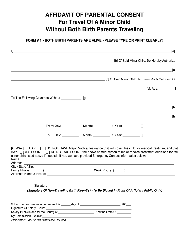 Parental Consent Travel Minor Fill Out Sign Online DocHub