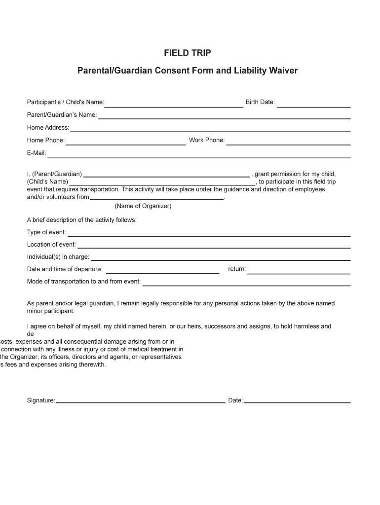 Parental Field Trip Consent Form Fill Out And Sign Printable PDF 