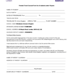 Parental Travel Consent Form For All Students Under 18 Years Printable