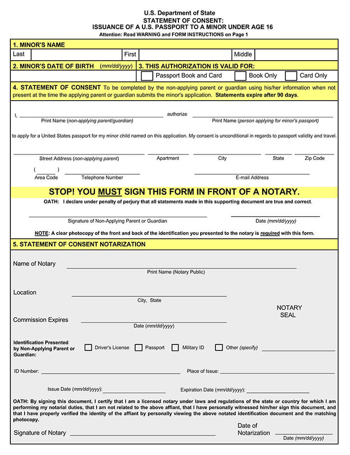 Passport For A Minor Consent Form 2024 Printable Consent Form 2024