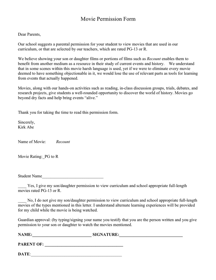 Permission Slip Template Download Free Documents For PDF Word And Excel