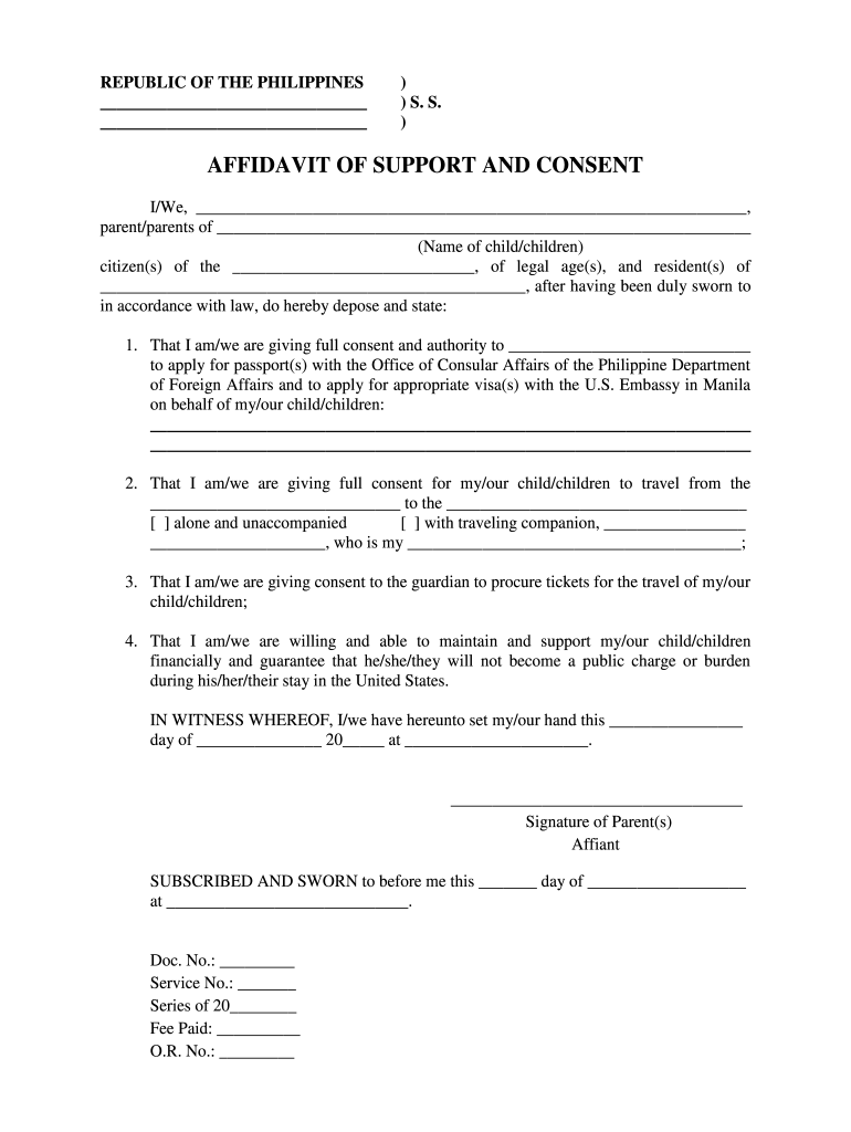 Philippines Affidavit Support Form Fill Out And Sign Printable PDF 