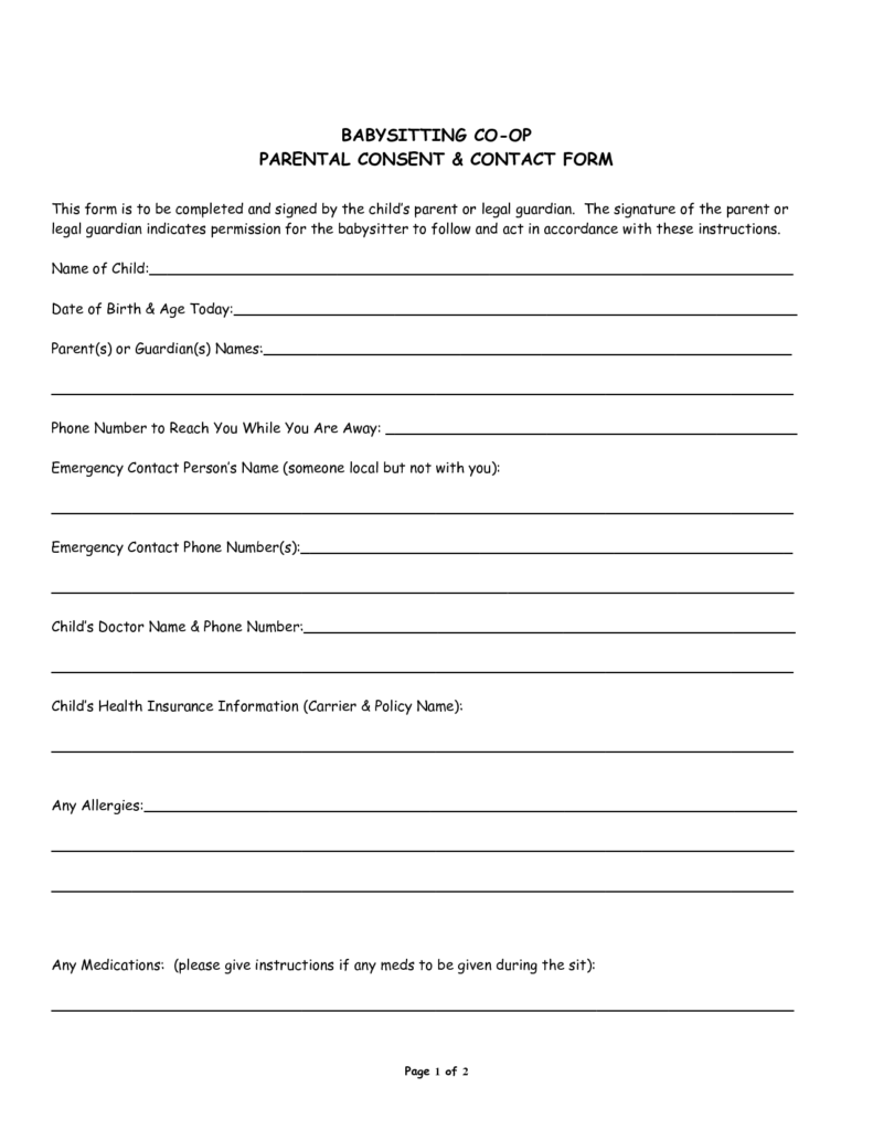 Pin On Babysitters Forms