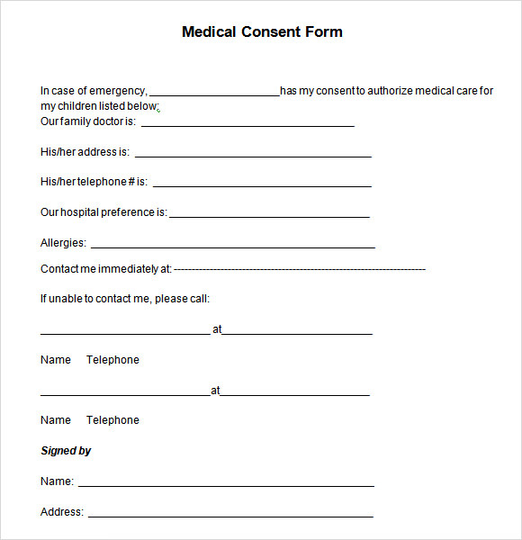 Printable Medical Consent Form Template Free Printable Templates