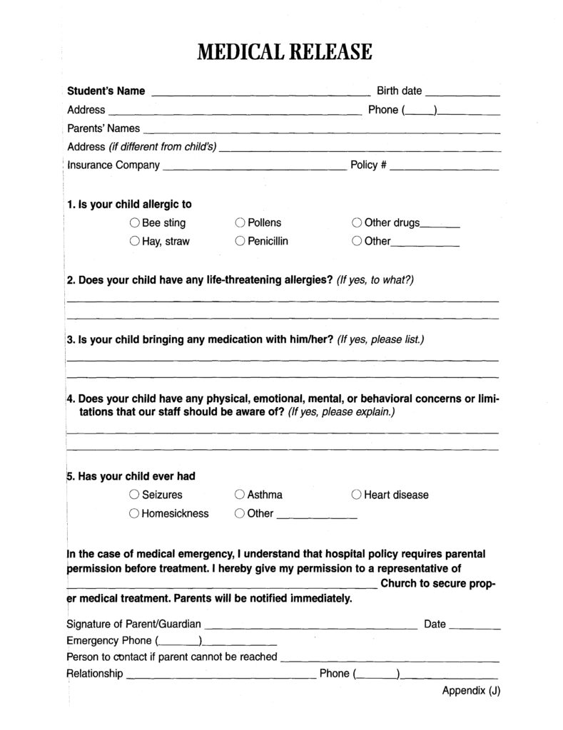 Printable Medical Release Form Template Printable Templates