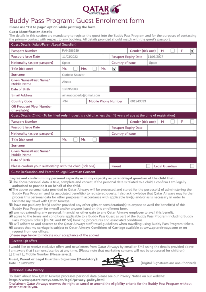 Qatar Airways Consent Form Pdf Consent Form