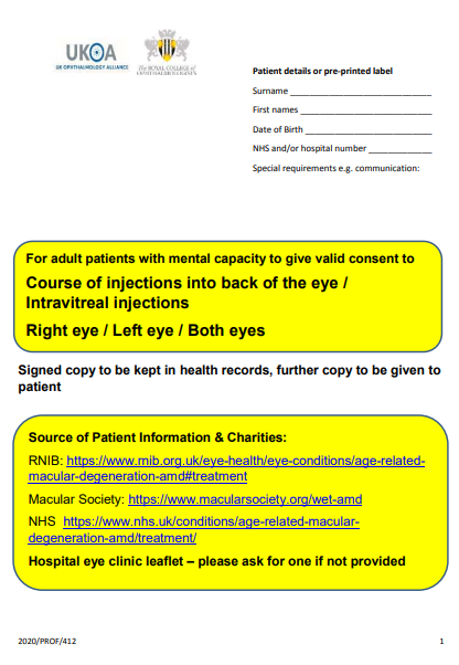 RCO Intravitreal Injection Consent Form The International Agency For 