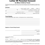 Sample Letter Of Consent To Travel With One Parent PDF Form Fill Out