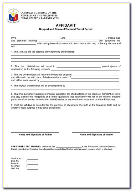 Sample Parental Consent Letter For Passport Application Philippines 