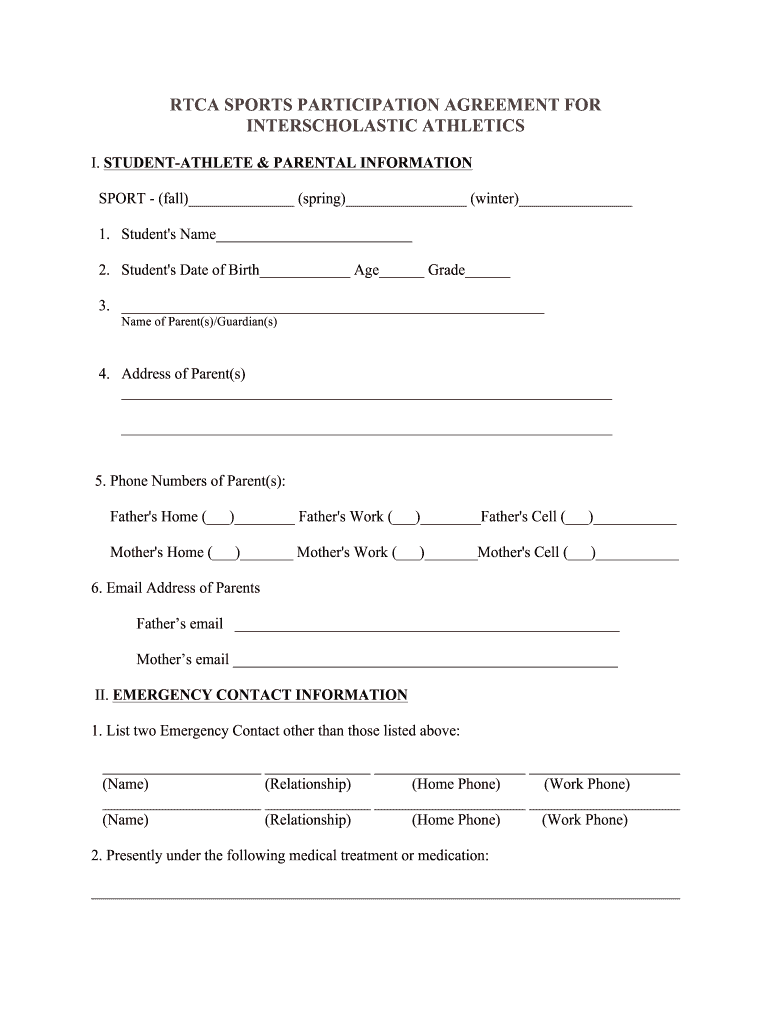 Sports Participation Agreement Fill Out Sign Online DocHub