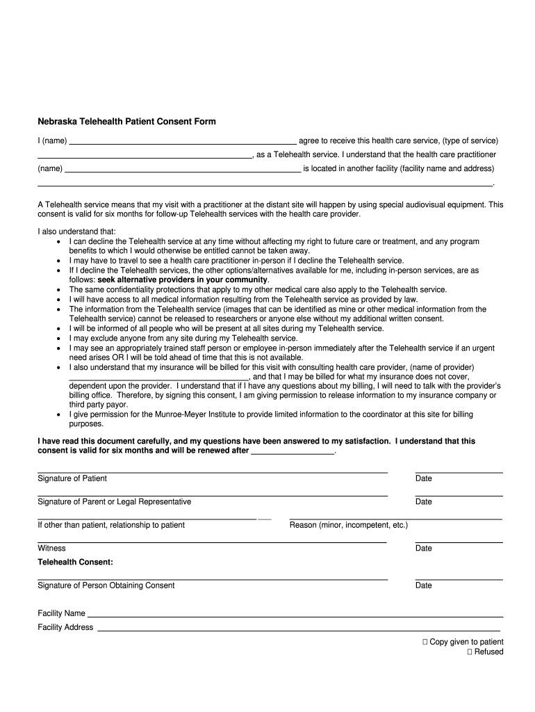 Telehealth Consent Form Fill Online Printable Fillable Blank 