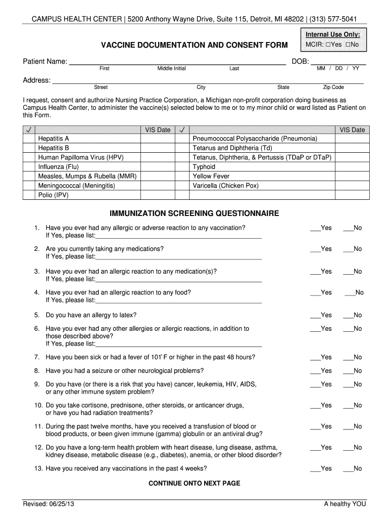 Vaccine Consent Form Pdf Fill Out Sign Online DocHub