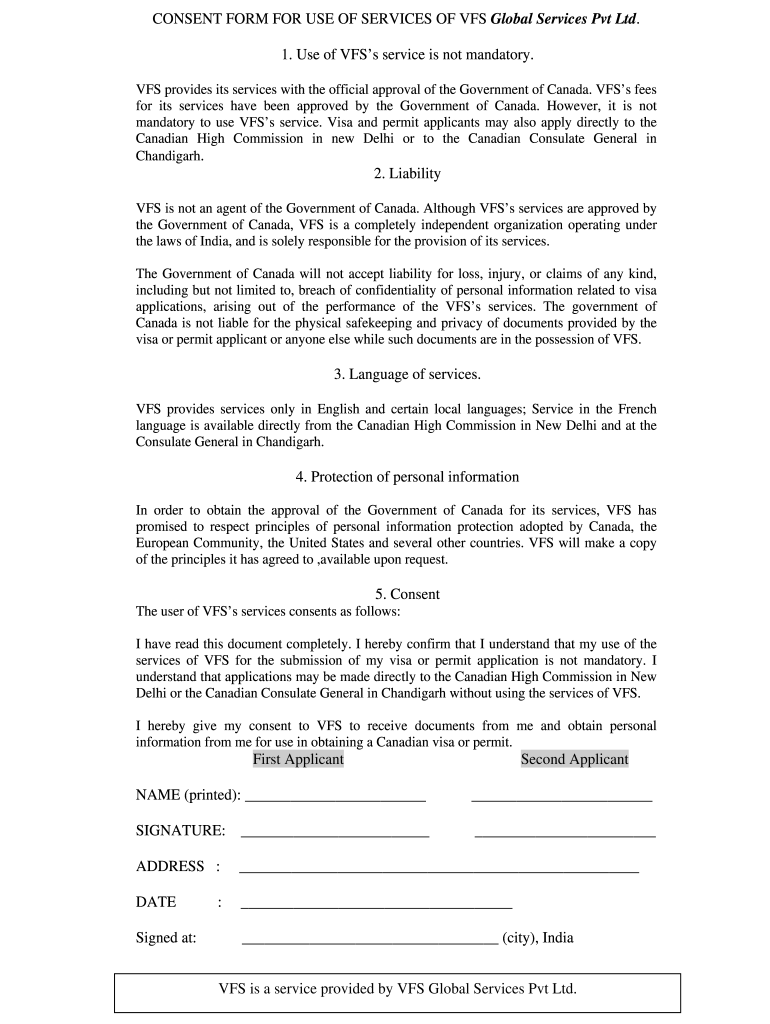 Vfs Consent Form Fill Out And Sign Printable PDF Template SignNow