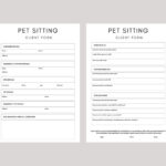 White Pet Sitting Consent Forms Pet Sitter Consent Form Dog Etsy